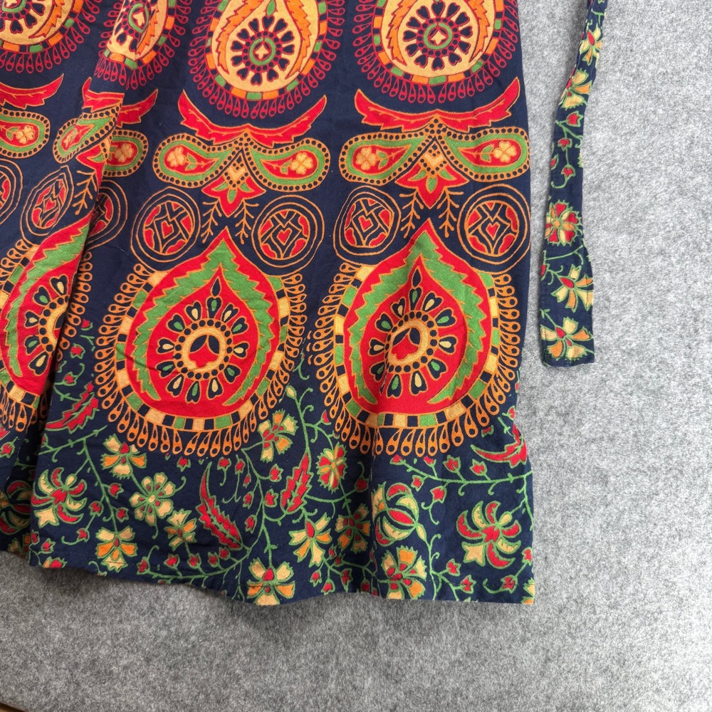 Boho Paisley Mandala Wrap Maxi Skirt Navy Blue Red Green Adjustable Festival - Picture 3 of 5